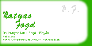 matyas fogd business card